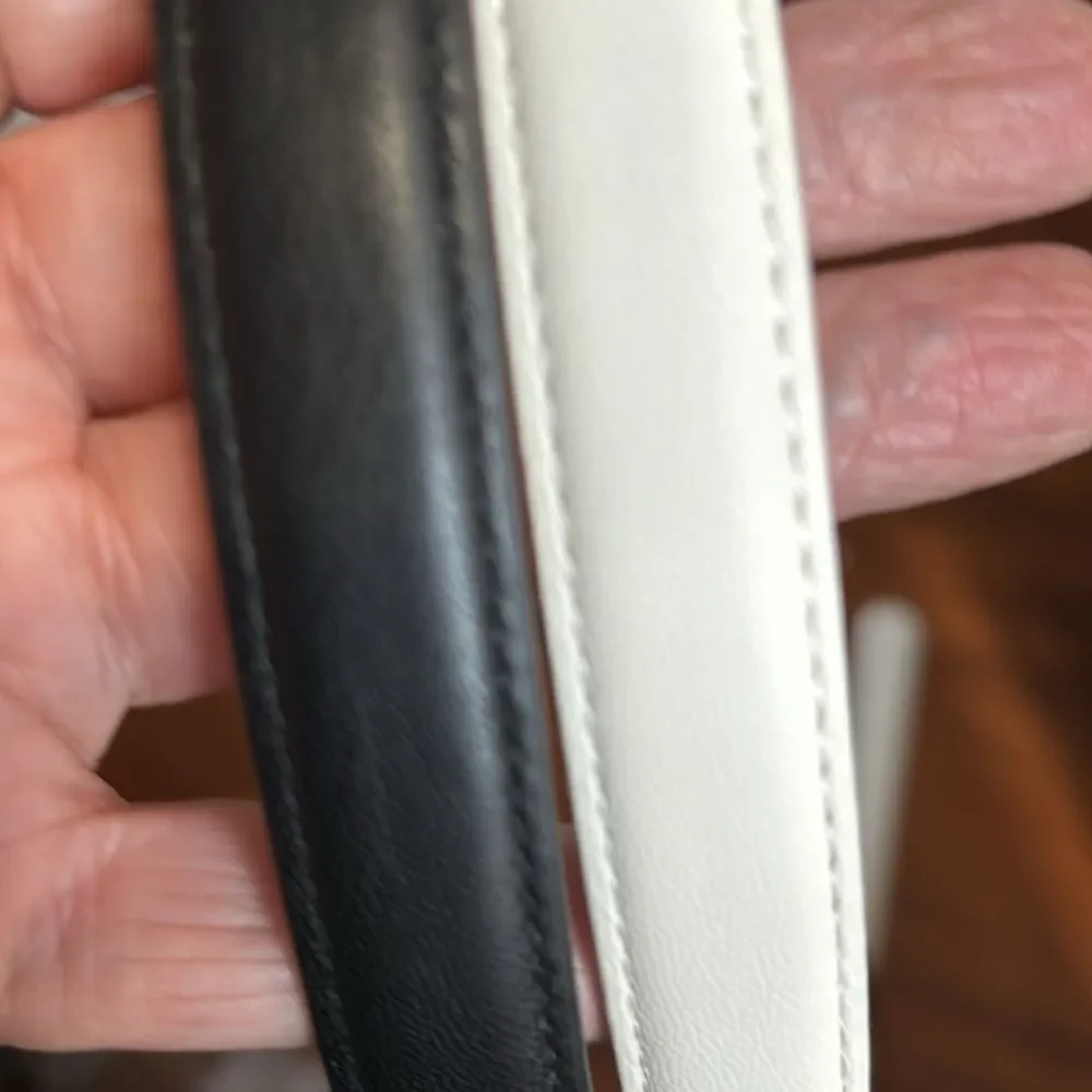 2 Pack women's faux leather belts black+white 110 cm/43.3